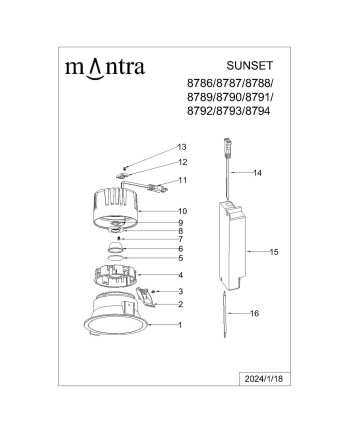 SUNSET * Empotrable LED 15W Marco Negro